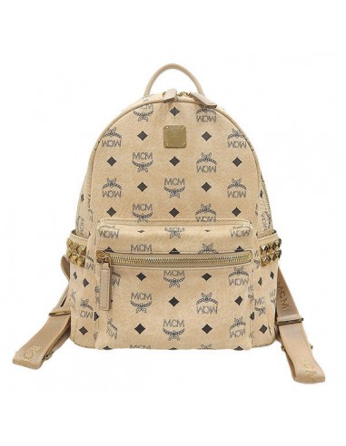 MCM Visetos Womens PVC Backpack Beige paiement sécurisé