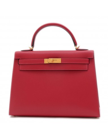 Hermes Kelly 32 Tadelakt Leather Handbag Shoulder Bag Rouge Vif prix