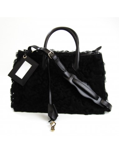 Balenciaga Padlock Nude Work XS Merino Sheep 347235 Womens LeatherFur HandbagShoulder Bag Black votre