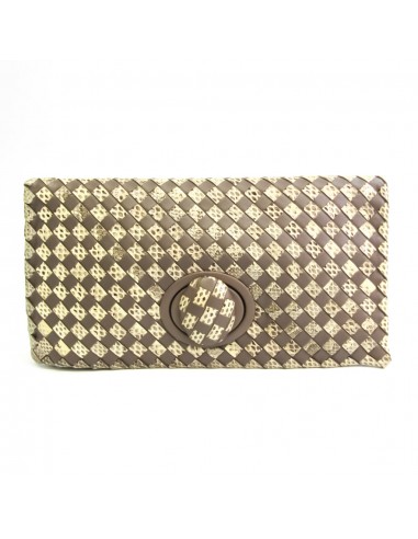 Bottega Veneta Intrecciato Unisex Leather Clutch Bag BeigeKhaki pas cher