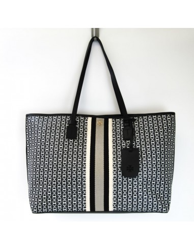 Tory Burch Gemini Link 53304 892 Womens PVCLeather Tote Bag BlackGrayWhite Les êtres humains sont 