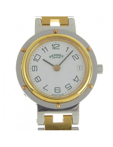 Hermes Clipper Quartz Gold PlatedStainless Steel Womens Watch pas cheres