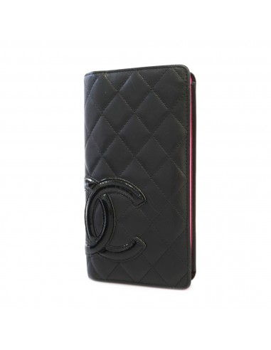 Auth Chanel Bi-Fold Wallet Cambon Line Leather Black Silver Metal Le MVP de beaucoup