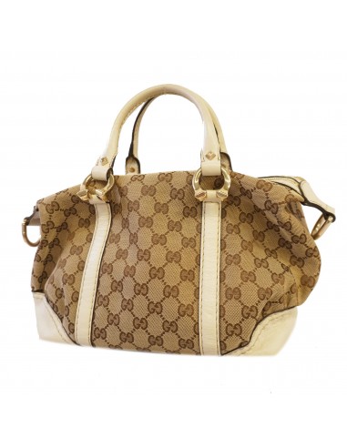 Auth Gucci handbag GG canvas 189893 beige gold metal de pas cher