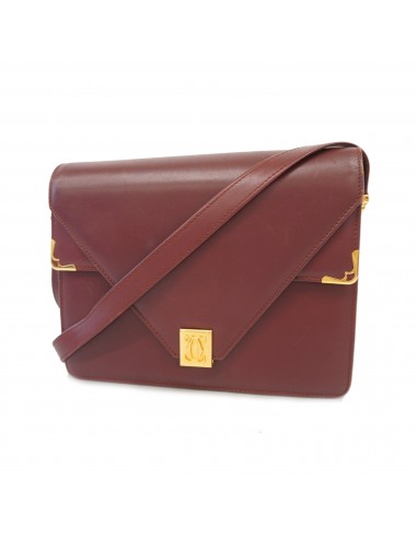 Auth Cartier Shoulder Bag Mast Leather Bordeaux Gold Metal suggérées chez