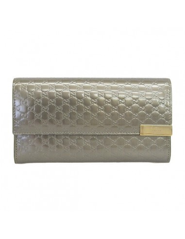 Gucci MicroGuccissima Womens Patent Leather Long Wallet (bi-fold) Gold livraison gratuite