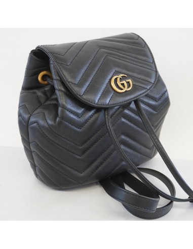 Auth Gucci rucksack GG Marmont 528129 leather black gold metal la chaussure