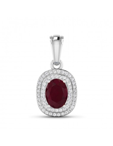 1.75 Carat Genuine Ruby and White Diamond 14K White Gold Pendant la livraison gratuite