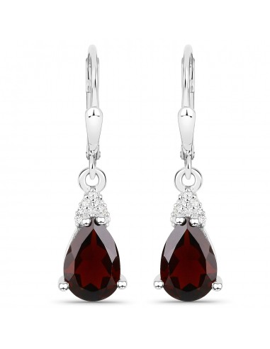 3.90 Carat Genuine Garnet and White Zircon .925 Sterling Silver Earrings la colonne vertébrale