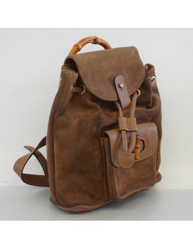 Auth Gucci rucksack bamboo 003 1956 0030 suede brown gold metal store