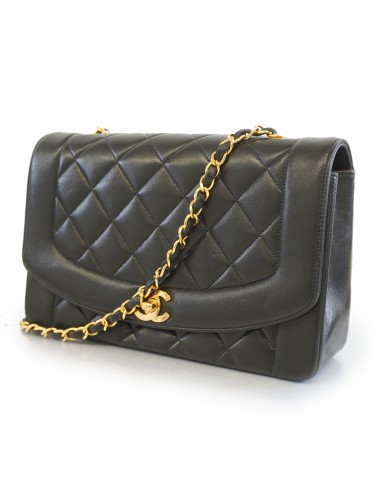 Auth Chanel Shoulder Bag Matrasse Diana Flap Single Chain Lambskin Black Gold Metal store