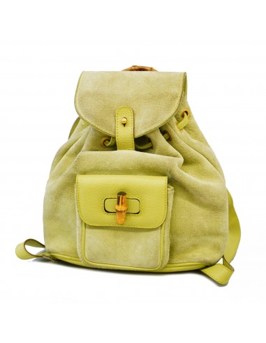 Auth Gucci Bamboo Rucksack 003 34444 0030 Womens Suede Backpack Green en ligne