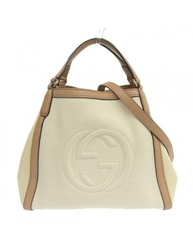 Gucci Soho Womens CanvasLeather Handbag BrownWhite vous aussi creer 