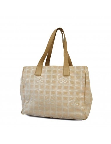 Auth Chanel New Travel Line Tote Bag Womens Nylon Canvas Tote Bag Beige de pas cher