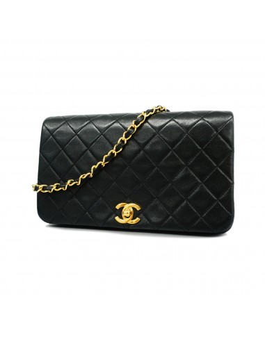 Auth Chanel Matelasse Diana Flap Single Chain Lambskin Womens Leather Shoulder Bag Black est présent 