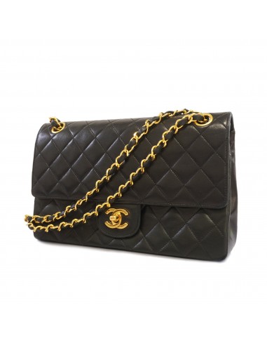 Auth Chanel Matelasse W Flap W Chain Womens Leather Shoulder Bag Black soldes