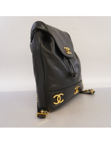 Auth Chanel Triple Coco Womens Caviar Leather Backpack Black Comparez et commandez 