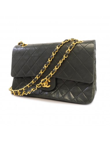 Auth Chanel Matelasse W Flap W Chain Womens Leather Shoulder Bag Black à prix réduit toute l'année