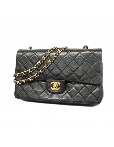 Auth Chanel Matelasse W Flap W Chain Womens Leather Shoulder Bag Black votre