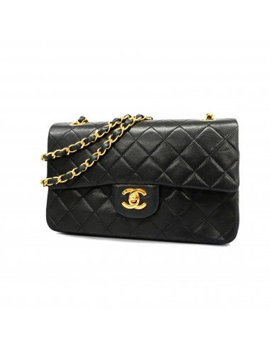 Auth Chanel Matelasse W Flap W Chain Womens Leather Shoulder Bag Black pas cheres